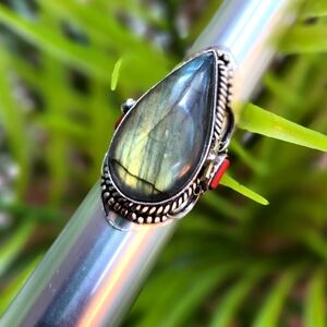 Gemstone "Hideaway" Statement Ring Sz 10